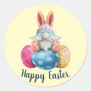 Easter Gnome Watercolor Illustration Classic Round Sticker