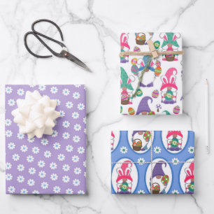 Easter Gnomes And Flowers Wrapping Paper Sheets