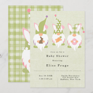 Easter Gnomes Green Baby Shower Invitation