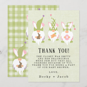 Easter Gnomes Green Baby Shower Thank You Card