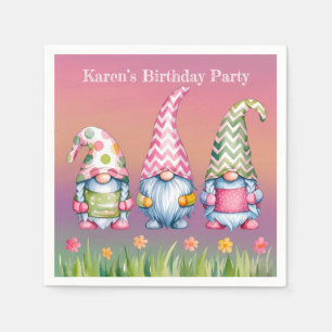 Easter Gnomes in Watercolor Birthday Party Napkin