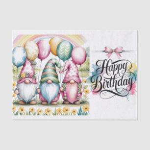 Easter Gnomes in Watercolor Happy Birthday  Tissue Paper