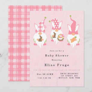 Easter Gnomes Pink Girl Baby Shower Invitation