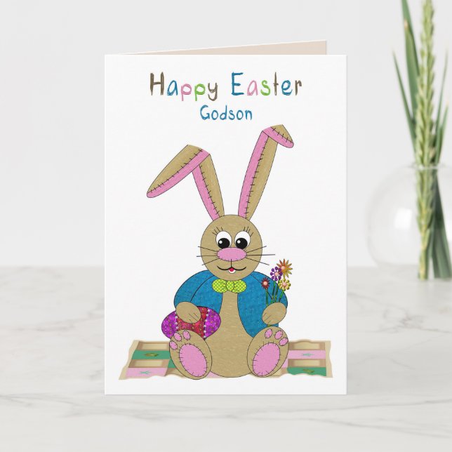 Easter, Godson, Stuffed Easter Bunny Card (Front)