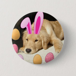 Easter Golden Retriever 6 Cm Round Badge