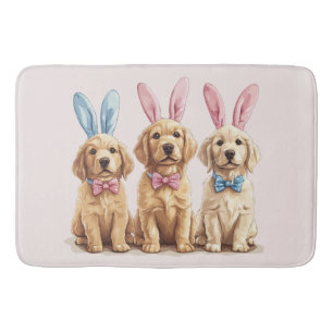 Easter Golden Retriever Dogs Bunny Ears Bath Mat