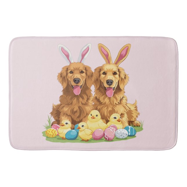 Easter Golden Retriever Dogs Bunny Ears Bath Mat (Front)