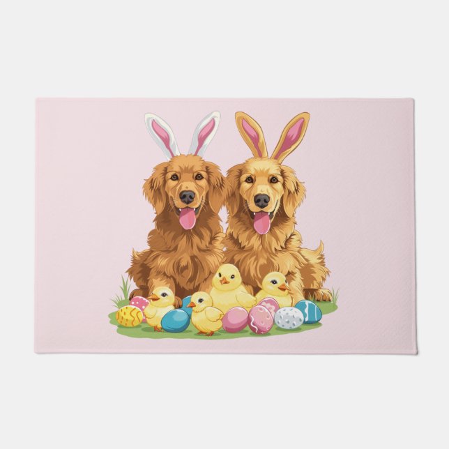 Easter Golden Retriever Dogs Bunny Ears Doormat (Front)
