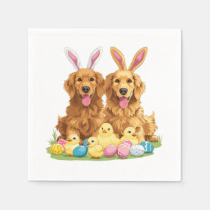Easter Golden Retriever Dogs Bunny Ears Napkin