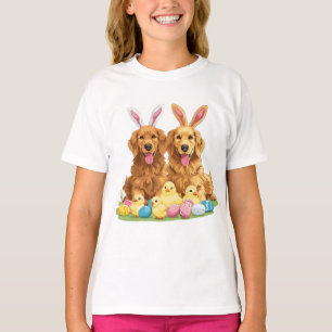 Easter Golden Retriever Dogs Bunny Ears T-Shirt