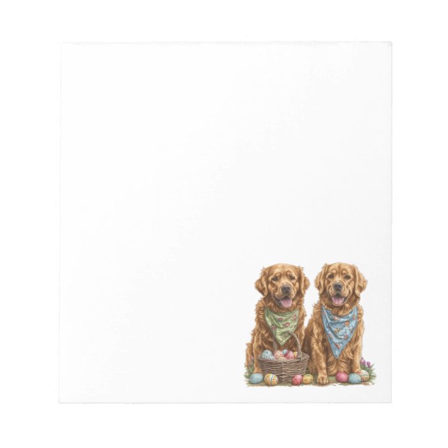 Easter Golden Retriever Dogs Easter Basket Notepad (Front)