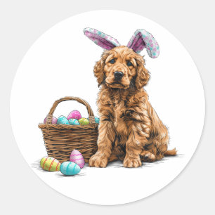 Easter Golden Retriever Puppy Bunny Ears Classic Round Sticker