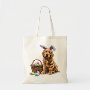 Easter Golden Retriever Puppy Bunny Ears Tote Bag