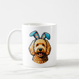 Easter Goldendoodle Dog Wearing Bunny Ears, Easter Coffee Mug