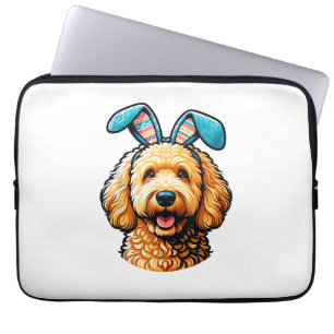 Easter Goldendoodle Dog Wearing Bunny Ears, Easter Laptop Sleeve