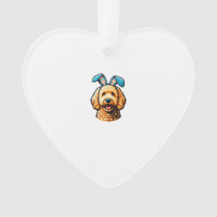 Easter Goldendoodle Dog Wearing Bunny Ears, Easter Ornament