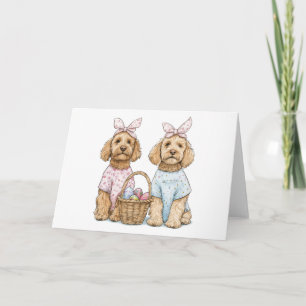 Easter Goldendoodle Dogs Card