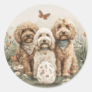 Easter Goldendoodle Dogs Classic Round Sticker