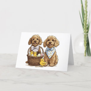 Easter Goldendoodle Dogs Easter Basket Holiday Card