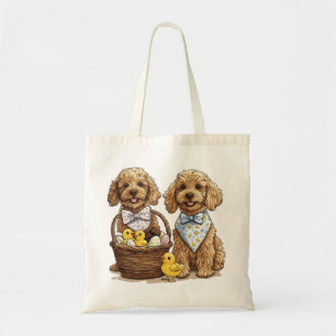 Easter Goldendoodle Dogs Easter Basket Tote Bag