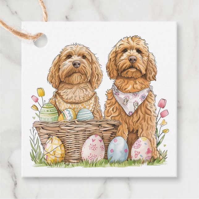 Easter Goldendoodle Dogs Favour Tags (Front)