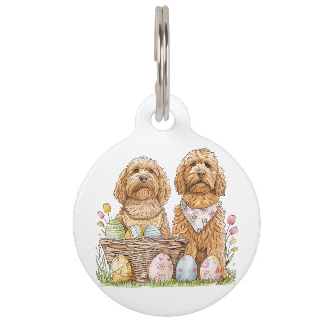 Easter Goldendoodle Dogs Pet Tag (Front)