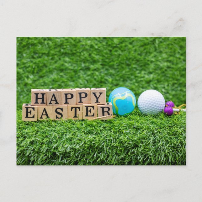  Easter  golf ball and easter eggs for golfer  Holiday Postcard (Front)