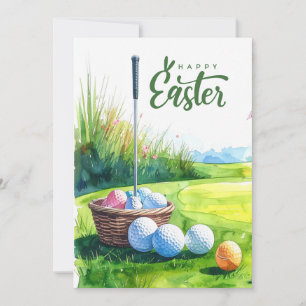 Easter Golf balls and eggs tin golf course Holiday Card