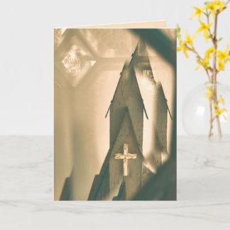 Easter, Good Friday, Blessings with church & cross Card