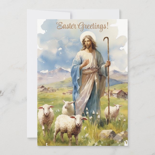 Easter Grace: Jesus Among the Sheep Holiday Card (Front)