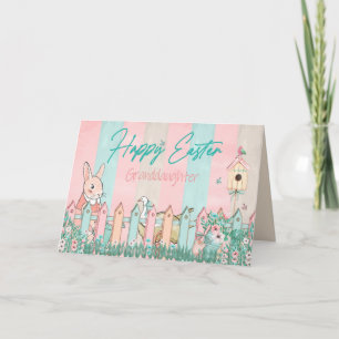 Easter, Granddaughter, Bunny Gardening, Fence Card