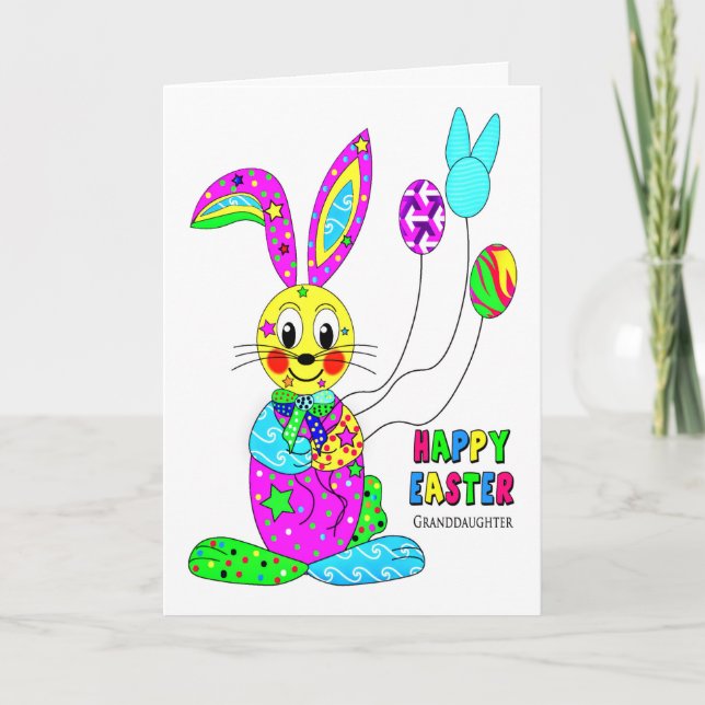 EASTER Granddaughter kaleidoscope Colourful Bunny Holiday Card (Front)