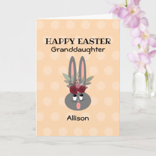 Easter Granddaughter Peach Bunny Personalised Card