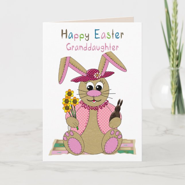 Easter, Granddaughter, Stuffed Easter Bunny Card (Front)