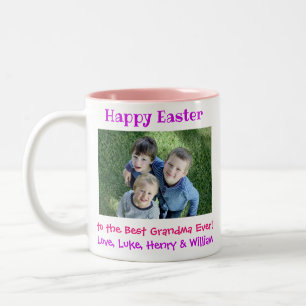 Easter Grandma Grandmother Best Ever Kids Photo Two-Tone Coffee Mug