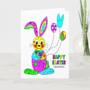EASTER Grandson kaleidoscope Colourful Bunny Holiday Card
