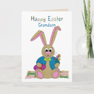 Easter, Grandson, Stuffed Easter Bunny Card