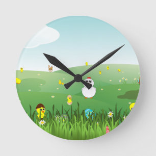 easter grass round clock