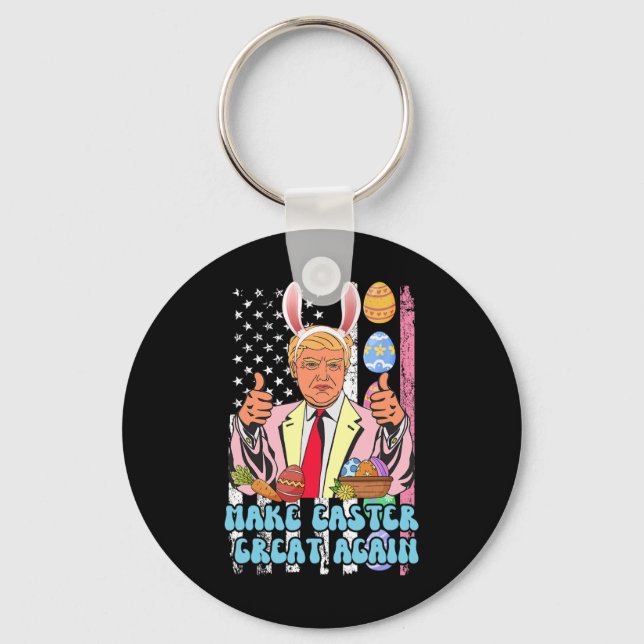 Easter Great Again Funny Trump Easter Day Bunny Ea Key Ring (Front)