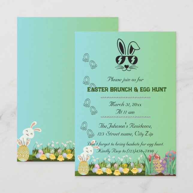 Easter Green Egg Hunt Invitation (Front/Back)