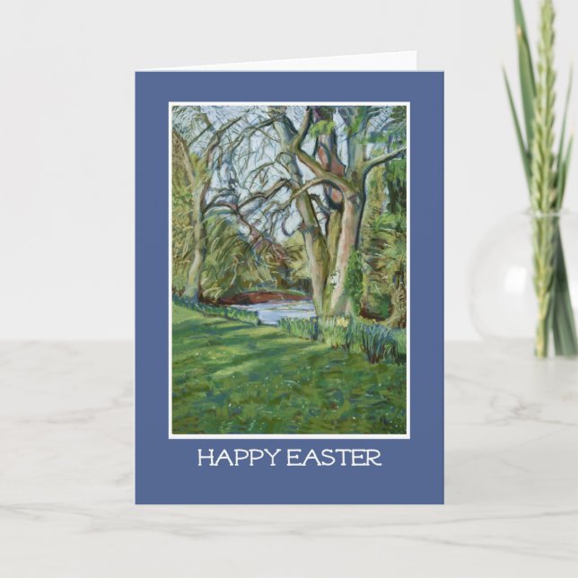 Easter Greeting Card, Riverbank in Spring Holiday Card (Front)