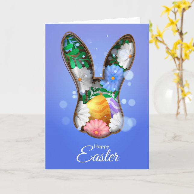 Easter Greeting Card with Bunny Illustration (Yellow Flower)