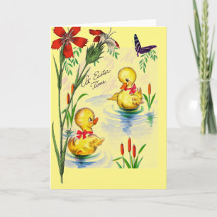 Easter Greeting Card with Easter Chicks