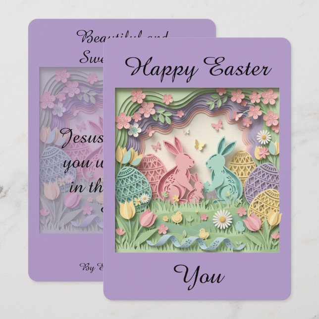 Easter Greeting Card with two little bunnies (Front/Back)