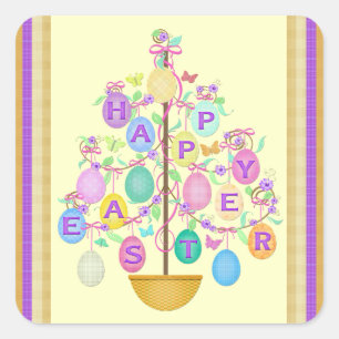 Easter Greeting Egg Tree Sticker