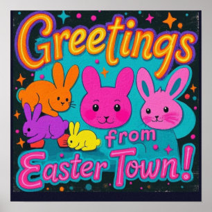 Easter Greeting From The Bunnies Poster