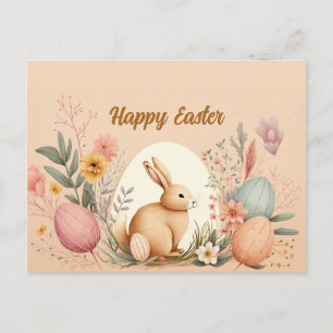 Easter greeting postcard pastel tangerine colours