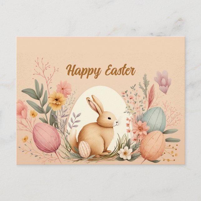 Easter greeting postcard pastel tangerine colours (Front)