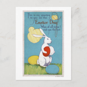 Easter GreetingEaster Bunny Holding Eggs Holiday Postcard