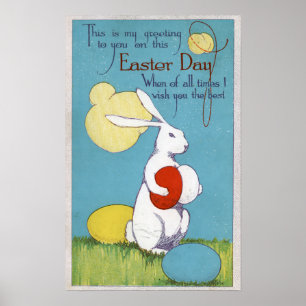Easter GreetingEaster Bunny Holding Eggs Poster